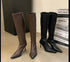 Winter pointed-Toe Leather Stiletto Heel Boots